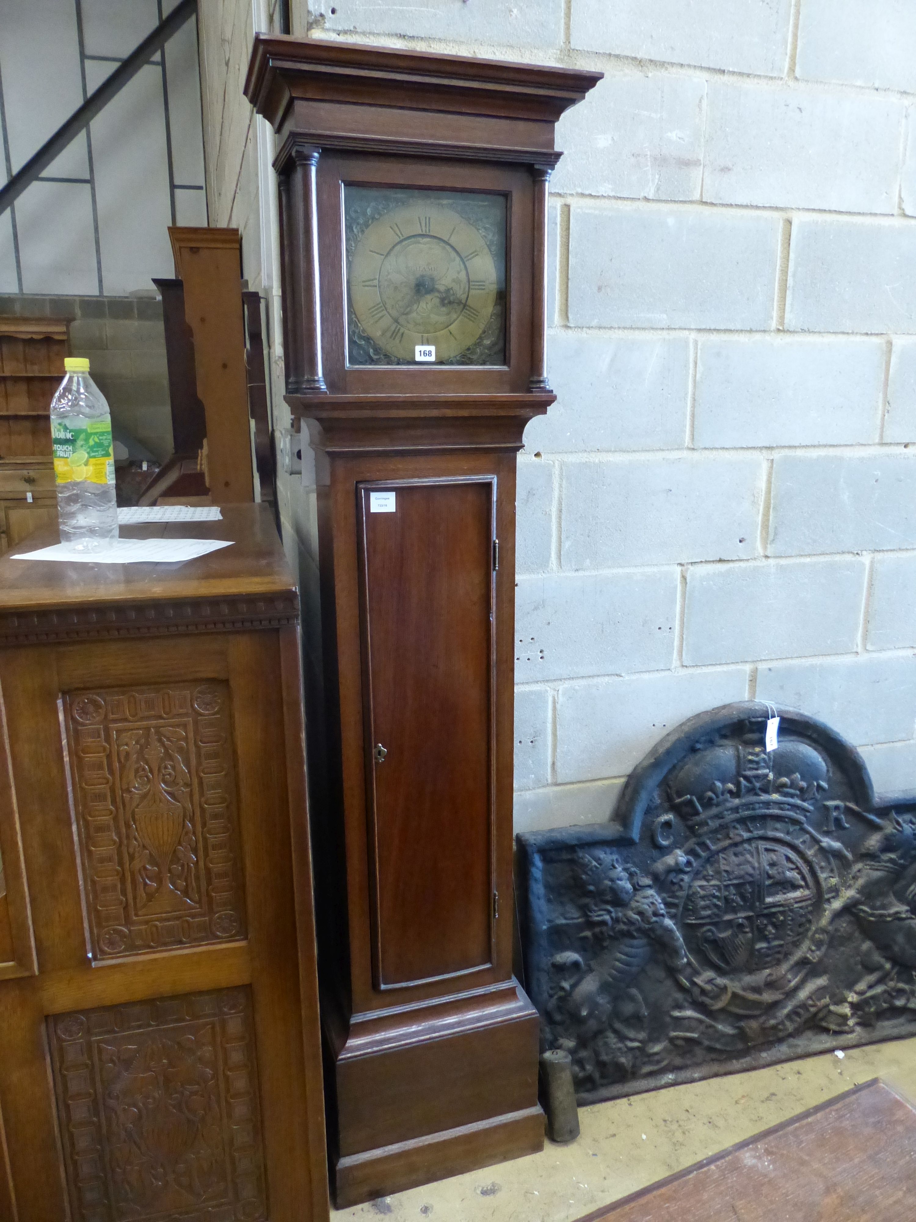 A late 18th / early 19th century oak 30 hour longcase clock, height 194cm